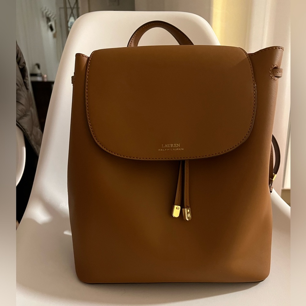Ralph Lauren Dryden Flap Medium Leather Backpack